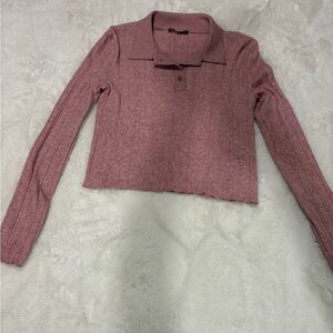 Zara Mauve Long Sleeve Crop Top